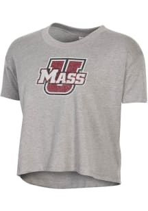 Alternative Apparel Massachusetts Minutemen Womens Grey Headliner Crop Short Sleeve T-Shirt