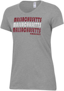 Alternative Apparel Massachusetts Minutemen Womens Grey Triple Wordmark Keepsake Short Sleeve T-Sh..