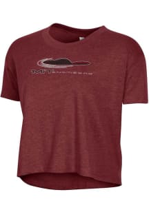 Alternative Apparel MIT Engineers Womens Maroon Headliner Crop Short Sleeve T-Shirt