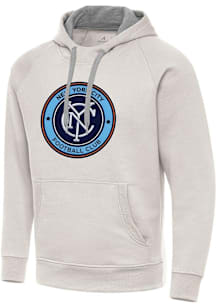 Antigua New York City FC Mens White Full Front Victory Long Sleeve Hoodie