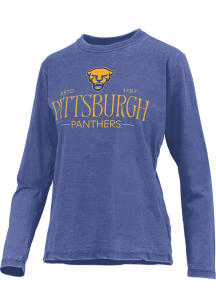 Womens Pitt Panthers Blue Pressbox Silverton LS Tee