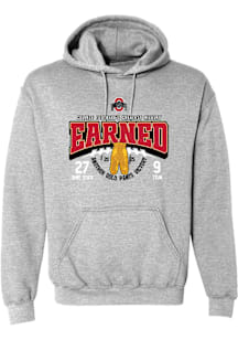 Ohio State Buckeyes Mens Grey 2025 Gold Pants Earned Long Sleeve Hoodie