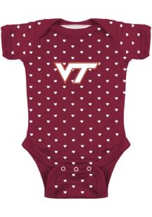 Virginia Tech Hokies Baby Maroon Heart Short Sleeve One Piece
