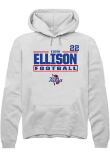 Viron Ellison Rally Mens White Tulsa Golden Hurricane NIL Stacked Box Player Hood