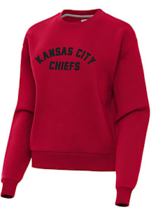 Antigua Kansas City Chiefs Womens Red HomeField Tonal Victory Crew Sweatshirt