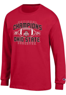 Mens Ohio State Buckeyes Red Champion 2024 Football National Champion Arch Jersey Tee