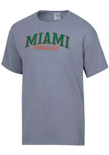 ComfortWash Miami Hurricanes Grey Arch  Mascot Garment Dyed Short Sleeve T Shirt