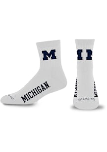Michigan Wolverines Team Blanc Mens Quarter Socks