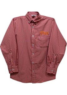 Vive La Fete Pitt State Gorillas Youth Crimson Gingham Long Sleeve Polo