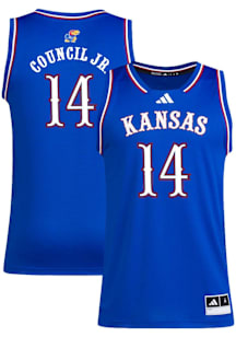 Melvin Council Jr.  Adidas Kansas Jayhawks Blue NIL Name And Number Jersey