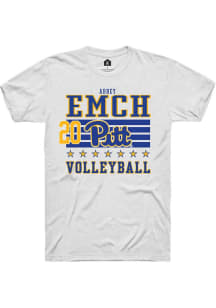 Abbey Emch Rally Mens White Pitt Panthers NIL Striped Player T Shirt