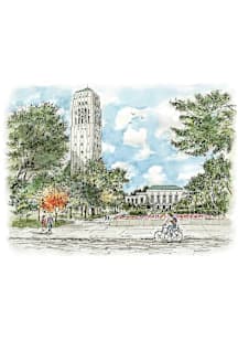Ann Arbor Burton Tower Rackham Ingalls Mall Illustration Card - Blue