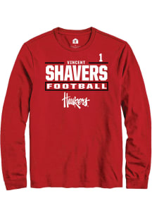 Vincent Shavers Rally Mens Red Nebraska Cornhuskers NIL Stacked Box Tee