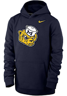 Nike Michigan Wolverines Youth Navy Blue Vintage Logo Long Sleeve Hoodie