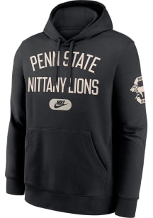 Mens Penn State Nittany Lions Black Nike Club Fleece Hooded Sweatshirt