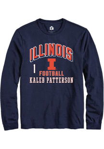 Kaleb Patterson Mens Navy Blue Illinois Fighting Illini NIL Arch Logo Long Sleeve Player T Shirt