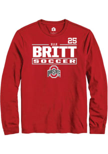 Elle Britt Mens Red Ohio State Buckeyes NIL Stacked Box Long Sleeve Player T Shirt