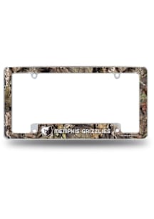 Memphis Grizzlies Camo Mossy Oak All Over Chrome License Plate Frame - White