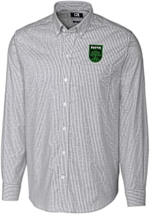 Cutter and Buck Austin FC Mens Charcoal Stretch Oxford Stripe Big and Tall Dress Shirt