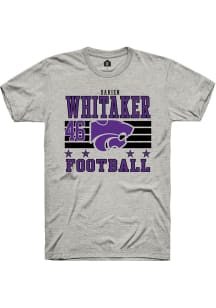Darien Whitaker Rally Mens Ash K-State Wildcats NIL Striped Player T Shirt