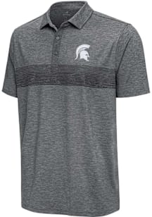 Antigua Michigan State Spartans Mens Charcoal Dashing Short Sleeve Polo