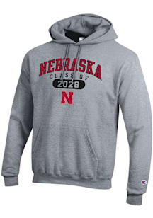 Champion Nebraska Cornhuskers Mens Grey Class of 2028 Powerblend Long Sleeve Hoodie