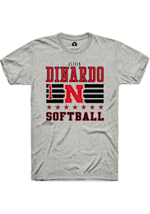 Olivia DiNardo Nebraska Cornhuskers Ash NIL Striped Short Sleeve Player T Shirt
