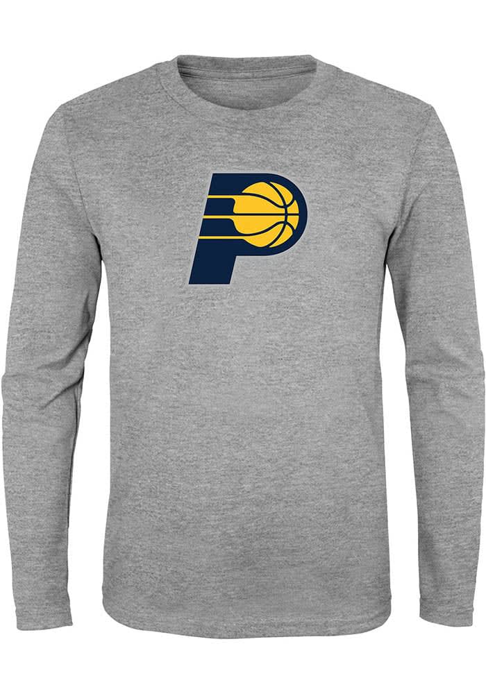 Indiana Pacers Youth GREY HEATHER Primary Logo Long Sleeve