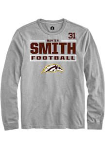 Hunter Smith Western Michigan Broncos Grey Football NIL Stacked Box Long Sleeve Player T Shirt