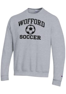 Champion Wofford Terriers Mens Grey Soccer Powerblend Long Sleeve Crew Sweatshirt