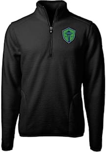Cutter and Buck Seattle Sounders FC Mens Black Cascade Sherpa Long Sleeve Qtr Zip Pullover