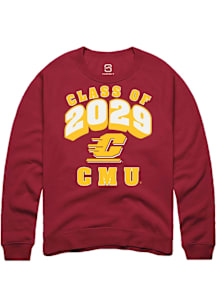 Summit Sportswear Central Michigan Chippewas Mens Maroon Class of 2029 Long Sleeve Crew Sweatshirt
