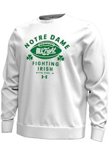 Under Armour Notre Dame Fighting Irish Mens White Football Football Freeman Crew Long Sleeve Crew..