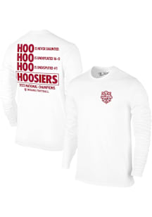 Indiana Hoosiers White 2025 CFP National Champions HOO HOO HOO HOOSIERS Long Sleeve Fashion T Shir..