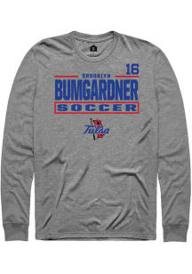 brooklyn bumgardner Mens Graphite Tulsa Golden Hurricane NIL Stacked Box Long Sleeve Player T Shir..