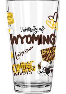 Wyoming Cowboys 16oz Pint Glass - Brown