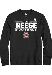 Arvell Reese Mens Black Ohio State Buckeyes NIL Stacked Box Long Sleeve Player T Shirt