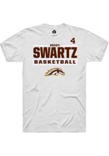 Brady Swartz Rally Mens White Western Michigan Broncos NIL Stacked Box Player T Shirt