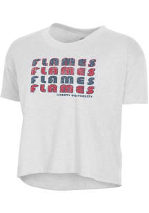 Alternative Apparel Liberty Flames Womens White Headliner Crop Short Sleeve T-Shirt