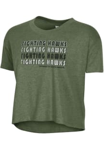 Alternative Apparel North Dakota Fighting Hawks Womens Green Headliner Crop Short Sleeve T-Shirt