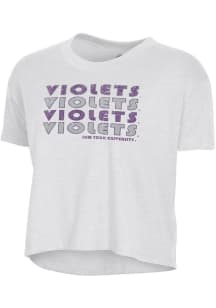 Alternative Apparel NYU Violets Womens White Headliner Crop Short Sleeve T-Shirt