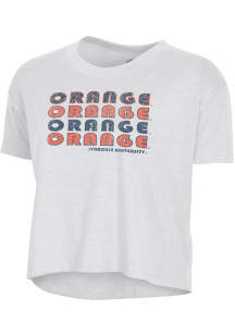 Alternative Apparel Syracuse Orange Womens White Headliner Crop Short Sleeve T-Shirt