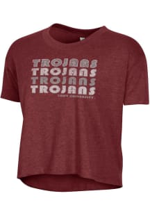 Alternative Apparel Troy Trojans Womens Red Headliner Crop Short Sleeve T-Shirt