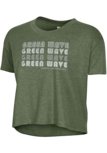 Alternative Apparel Tulane Green Wave Womens Green Headliner Crop Short Sleeve T-Shirt