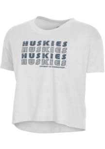 Alternative Apparel UConn Huskies Womens White Headliner Crop Short Sleeve T-Shirt