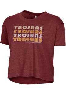 Alternative Apparel USC Trojans Womens Red Headliner Crop Short Sleeve T-Shirt