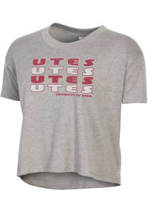 Alternative Apparel Utah Utes Womens Grey Headliner Crop Short Sleeve T-Shirt