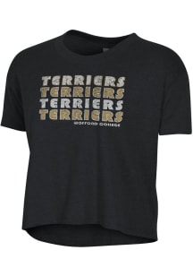 Alternative Apparel Wofford Terriers Womens Black Headliner Crop Short Sleeve T-Shirt