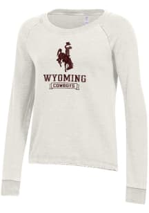 Alternative Apparel Wyoming Cowboys Womens White Lazy Day Crew Sweatshirt