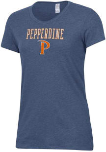 Alternative Apparel Pepperdine Waves Womens Navy Blue Keepsake Short Sleeve T-Shirt